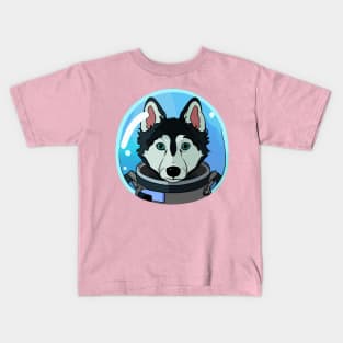 Husky Dog Cosmonaut Dog Lover Puppy Retro Kids T-Shirt